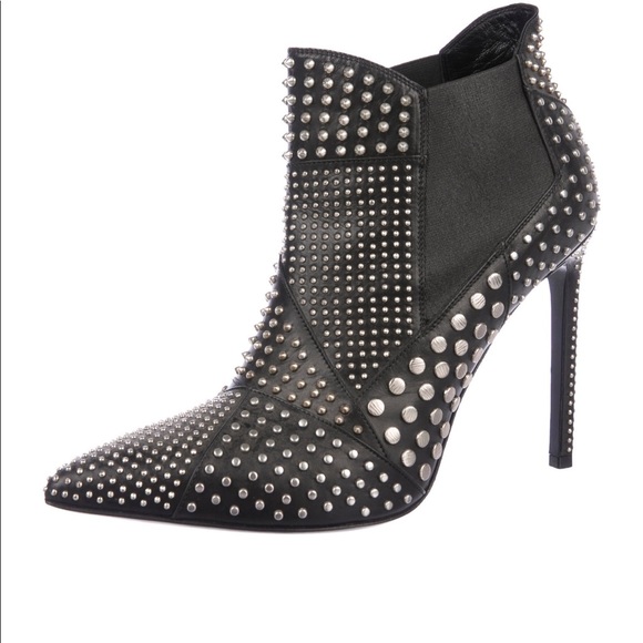 Saint Laurent Leather pointed-toe ankle booties - Picture 2 of 5